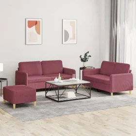 Sofagarnitur mit Kissen 3-teilig aus rotem Stoff von , Sofas - Ref: Foro24-3202100, Preis: 455,90 €, Rabatt: %