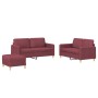 Juego de sofás con cojines 3 piezas tela rojo tinto de , Sofás - Ref: Foro24-3202100, Precio: 462,66 €, Descuento: %