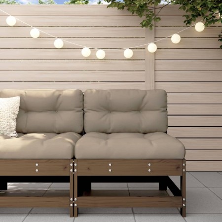 Sofá central de madera maciza de pino marrón miel de , Sofás modulares de exterior - Ref: Foro24-825481, Precio: 54,45 €, Des...