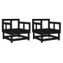Sillones de jardín 2 unidades madera maciza pino negro de , Sofás modulares de exterior - Ref: Foro24-825391, Precio: 133,98 ...
