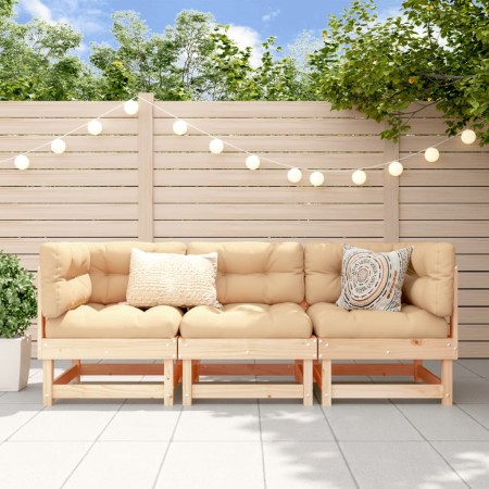 Juego de muebles de jardín 3 piezas madera maciza de pino de , Sofás modulares de exterior - Ref: Foro24-825415, Precio: 161,...
