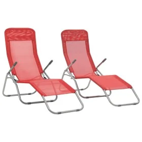 Folding sun loungers 2 units red textilene by vidaXL, Loungers - Ref: Foro24-44339, Price: 120,13 €, Discount: %