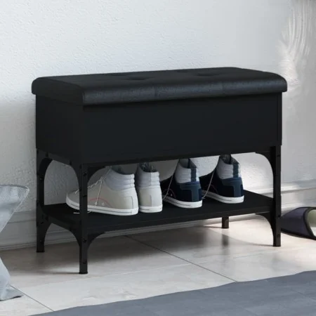 Black engineered wood shoe bench 62x32x45 cm by , Benches for halls and storage - Ref: Foro24-835167, Price: 58,60 €, Discoun...