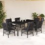 Set de comedor de jardín 7 pzas y cojines ratán sintético negro en Conjuntos de jardín | Comprar online en Foru.es