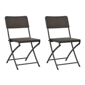 Sillas de jardín plegables 2 unidades HDPE y acero marrón de vidaXL, Sillas de jardín - Ref: Foro24-44551, Precio: 122,23 €, ...