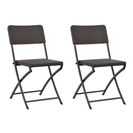 Sillas de jardín plegables 2 unidades HDPE y acero marrón de vidaXL, Sillas de jardín - Ref: Foro24-44551, Precio: 101,22 €, ...