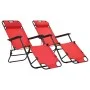 Tumbonas plegables con reposapiés 2 unidades acero rojo de vidaXL, Tumbonas - Ref: Foro24-44344, Precio: 107,84 €, Descuento: %