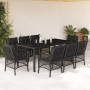 Set de comedor de jardín 9 pzas y cojines ratán sintético negro en Conjuntos de jardín | Comprar online en Foru.es