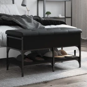 Schwarze Schuhbank aus Holzwerkstoff, 82 x 42 x 45 cm von , Bänke für Hallen und Lager - Ref: Foro24-835192, Preis: 79,42 €, ...