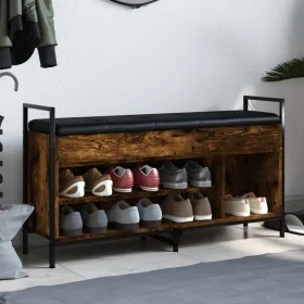 Engineered wood shoe bench smoked oak 105.5x32x57.5 cm by , Benches for halls and storage - Ref: Foro24-835214, Price: 83,61 ...