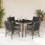 Set comedor de jardín 5 piezas con cojines ratán sintético gris en Conjuntos de jardín | Comprar online en Foru.es