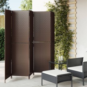 Biombo de 5 paneles ratán sintético marrón de , Divisores de ambientes - Ref: Foro24-365349, Precio: 205,34 €, Descuento: %