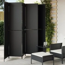 Biombo de 6 paneles ratán sintético negro de , Divisores de ambientes - Ref: Foro24-365368, Precio: 298,07 €, Descuento: %