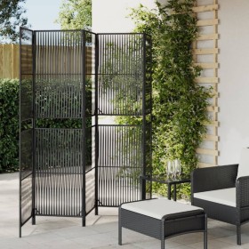 Biombo de 5 paneles ratán sintético negro de , Divisores de ambientes - Ref: Foro24-365380, Precio: 132,29 €, Descuento: %