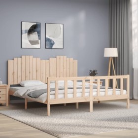 Estructura de cama con cabecero madera maciza 180x200 cm de , Camas y somieres - Ref: Foro24-3192311, Precio: 185,52 €, Descu...