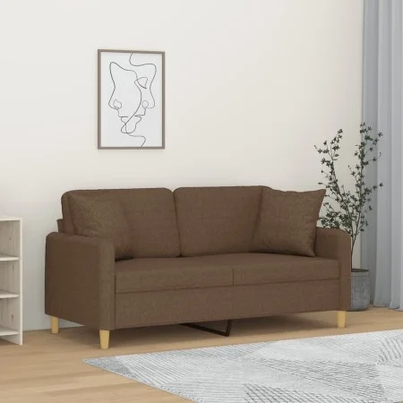 Sofá de 2 plazas con cojines tela marrón 140 cm de , Sofás - Ref: Foro24-3200912, Precio: 222,93 €, Descuento: %
