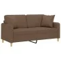 Sofá de 2 plazas con cojines tela marrón 140 cm de , Sofás - Ref: Foro24-3200912, Precio: 222,93 €, Descuento: %