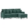 Sofá de 3 plazas con taburete de terciopelo verde oscuro 180 cm de , Sofás - Ref: Foro24-3201109, Precio: 297,06 €, Descuento: %