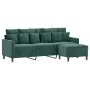 Sofá de 3 plazas con taburete de terciopelo verde oscuro 180 cm de , Sofás - Ref: Foro24-3201109, Precio: 297,06 €, Descuento: %