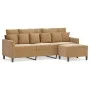 Sofá de 3 plazas con taburete de terciopelo marrón 180 cm de , Sofás - Ref: Foro24-3201114, Precio: 326,41 €, Descuento: %