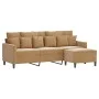 Sofá de 3 plazas con taburete de terciopelo marrón 180 cm de , Sofás - Ref: Foro24-3201114, Precio: 326,41 €, Descuento: %