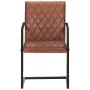 Sillas voladizas de comedor 4 unidades cuero auténtico marrón de , Sillas de comedor - Ref: Foro24-3057792, Precio: 581,54 €,...