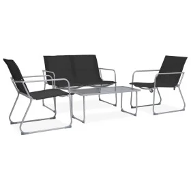 Juego de muebles de jardín 4 piezas tela y acero negro de vidaXL, Conjuntos de jardín - Ref: Foro24-44352, Precio: 192,62 €, ...
