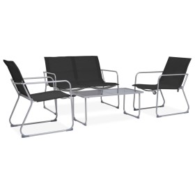 Juego de muebles de jardín 4 piezas tela y acero negro de vidaXL, Conjuntos de jardín - Ref: Foro24-44352, Precio: 195,44 €, ...