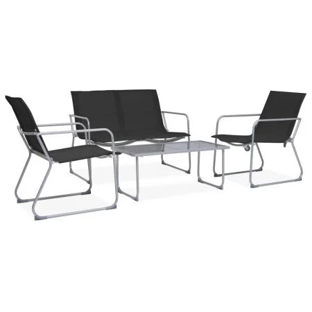 Juego de muebles de jardín 4 piezas tela y acero negro de vidaXL, Conjuntos de jardín - Ref: Foro24-44352, Precio: 192,62 €, ...