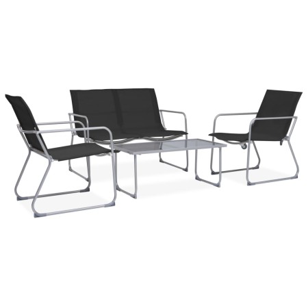 Juego de muebles de jardín 4 piezas tela y acero negro de vidaXL, Conjuntos de jardín - Ref: Foro24-44352, Precio: 195,44 €, ...