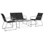 Juego de muebles de jardín 4 piezas tela y acero negro de vidaXL, Conjuntos de jardín - Ref: Foro24-44352, Precio: 192,62 €, ...