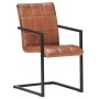 Sillas voladizas de comedor 4 unidades cuero auténtico marrón de , Sillas de comedor - Ref: Foro24-3059811, Precio: 567,74 €,...