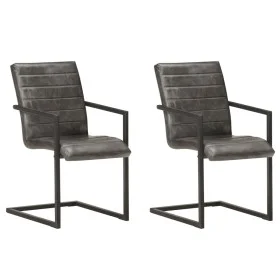Sillas voladizas de comedor 2 unidades cuero auténtico gris de , Sillas de comedor - Ref: Foro24-321842, Precio: 292,94 €, De...