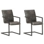 Sillas voladizas de comedor 2 unidades cuero auténtico gris de , Sillas de comedor - Ref: Foro24-321842, Precio: 298,20 €, De...