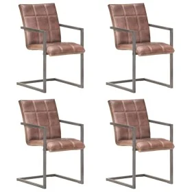 Cantilever dining chair 4 pcs aged brown genuine leather by , dining chairs - Ref: Foro24-3067130, Price: 550,79 €, Discount: %