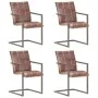 Silla voladiza comedor 4 uds cuero auténtico marrón envejecido de , Sillas de comedor - Ref: Foro24-3067130, Precio: 550,79 €...
