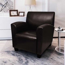 Sillón de cuero artificial marrón oscuro en Sillones | Comprar online en Foru.es