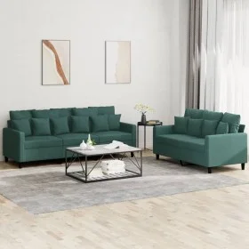 Juego de sofás con cojines 2 piezas terciopelo verde oscuro de , Sofás - Ref: Foro24-3201722, Precio: 471,42 €, Descuento: %