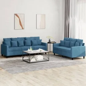 2-piece blue velvet sofa set with cushions by , Sofas - Ref: Foro24-3201729, Price: 524,54 €, Discount: %