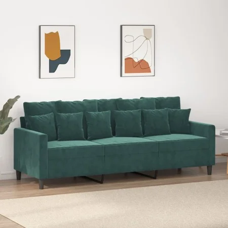 Sofá de 3 plazas terciopelo verde oscuro 180 cm de , Sofás - Ref: Foro24-359315, Precio: 247,07 €, Descuento: %