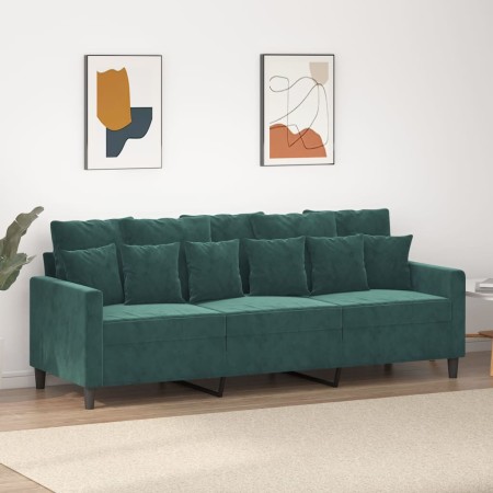 Sofá de 3 plazas terciopelo verde oscuro 180 cm de , Sofás - Ref: Foro24-359315, Precio: 255,08 €, Descuento: %