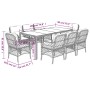 Set comedor jardín 9 pzas y cojines ratán sintético gris en Conjuntos de jardín | Comprar online en Foru.es