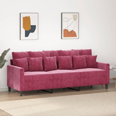 Sofá de 3 plazas de terciopelo rojo tinto 180 cm de , Sofás - Ref: Foro24-359317, Precio: 257,02 €, Descuento: %