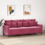 Sofá de 3 plazas de terciopelo rojo tinto 180 cm de , Sofás - Ref: Foro24-359317, Precio: 257,02 €, Descuento: %