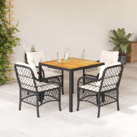 Set de muebles jardín 5 pzas con cojines ratán sintético negro en Conjuntos de jardín | Comprar online en Foru.es