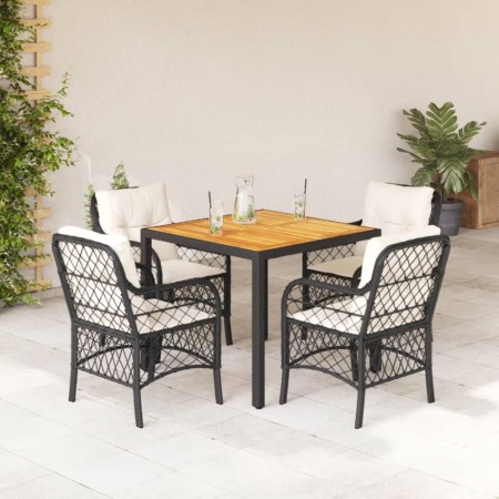 Set de muebles jardín 5 pzas con cojines ratán sintético negro en Conjuntos de jardín | Comprar online en Foru.es
