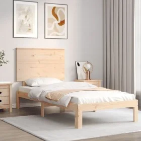 Estructura de cama individual con cabecero madera maciza de , Camas y somieres - Ref: Foro24-3193621, Precio: 91,32 €, Descue...