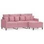 Sofá de 3 plazas con taburete de terciopelo rosa180 cm de , Sofás - Ref: Foro24-3201110, Precio: 346,01 €, Descuento: %