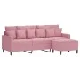 Sofá de 3 plazas con taburete de terciopelo rosa180 cm de , Sofás - Ref: Foro24-3201110, Precio: 346,01 €, Descuento: %