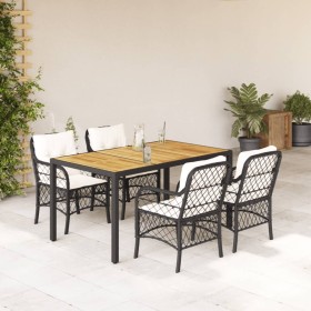 Set de muebles jardín 5 pzas con cojines ratán sintético negro en Conjuntos de jardín | Comprar online en Foru.es